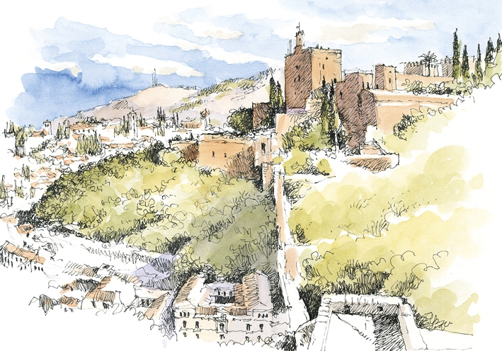 Postal La Alhambra. Vista general
