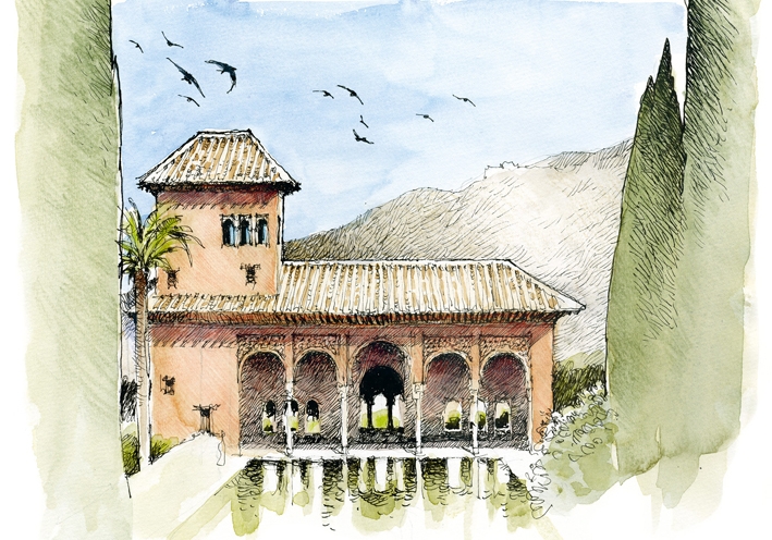 Postal La Alhambra. El Partal