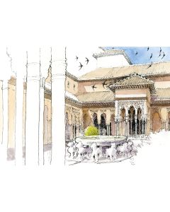 Postal La Alhambra. Patio de los leones